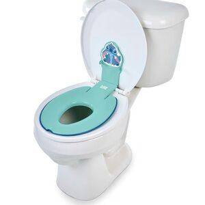 Kids' Mint Green Potty Training Toilet Seat with Cartoon Backrest